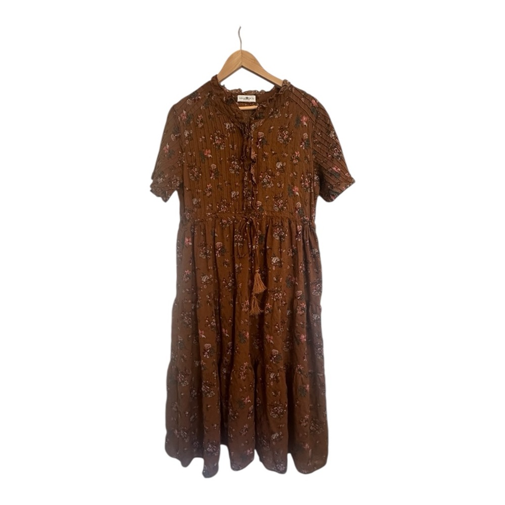 NATURAL LIFE Brown Floral Midi Dress